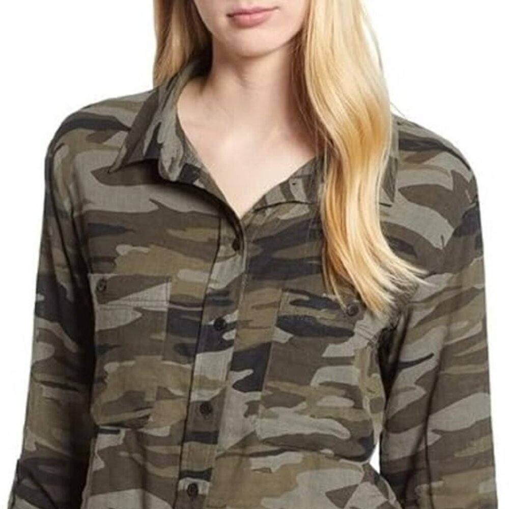 Sanctuary Clothing Camo Boyfriend Shirt Large